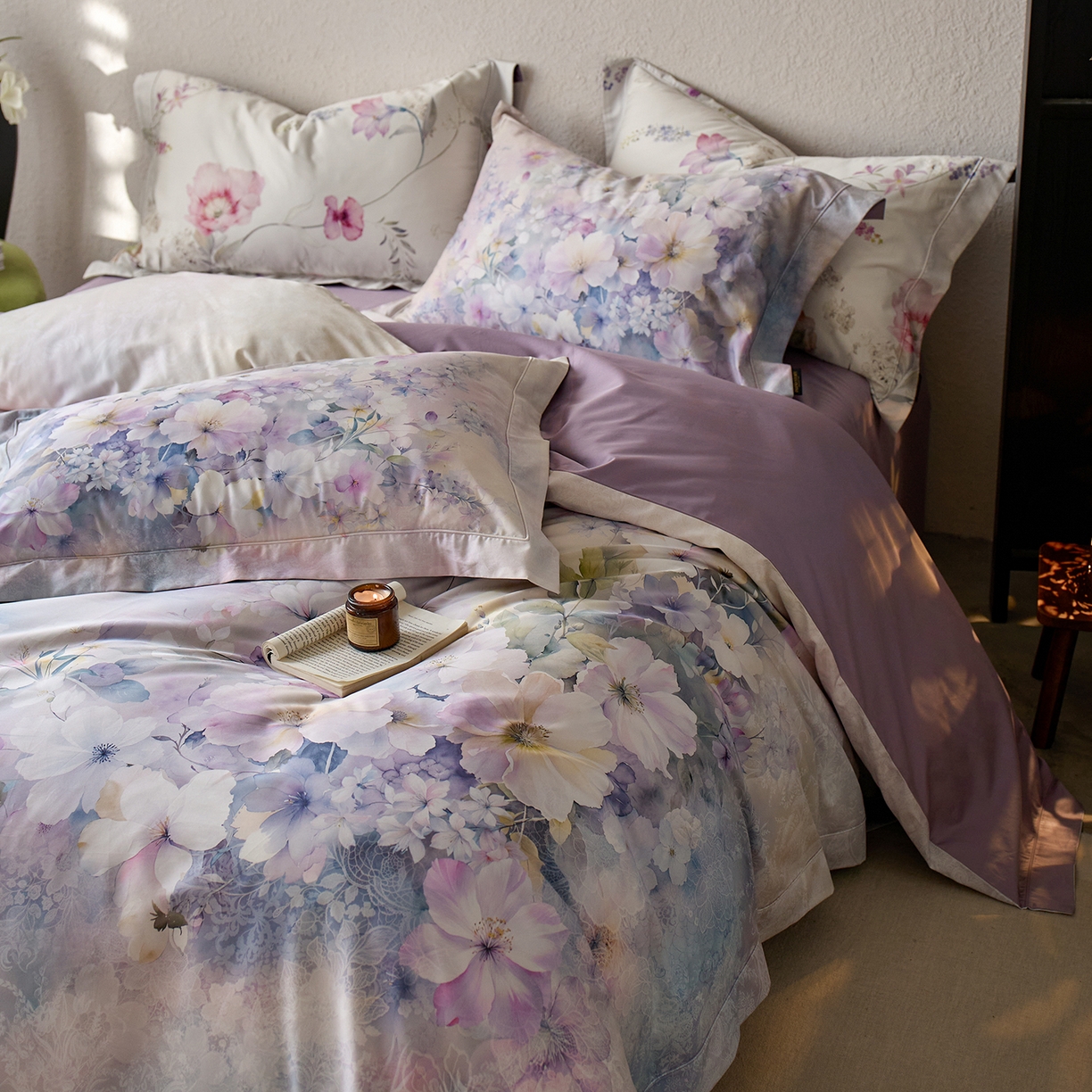 91家纺网 家纺一手货源 找家纺 轩和家居 2025新款70SA类轻奢长绒棉纯棉花四件套正品YKK拉链+精品做工 第一组 若影花梦