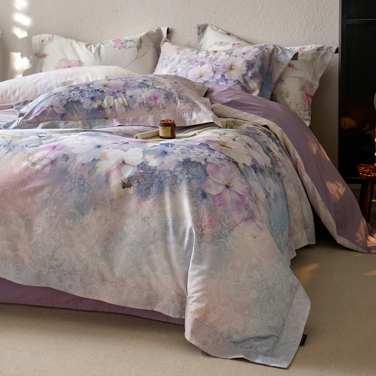 91家纺网 家纺一手货源 找家纺 轩和家居 2025新款70SA类轻奢长绒棉纯棉花四件套正品YKK拉链+精品做工 第一组 若影花梦