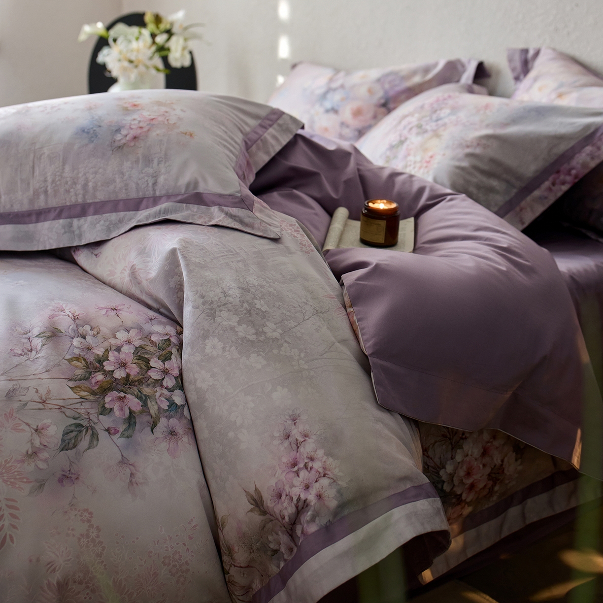 91家纺网 家纺一手货源 找家纺 轩和家居 2025新款70SA类轻奢长绒棉纯棉花四件套正品YKK拉链+精品做工 第一组 水墨花园