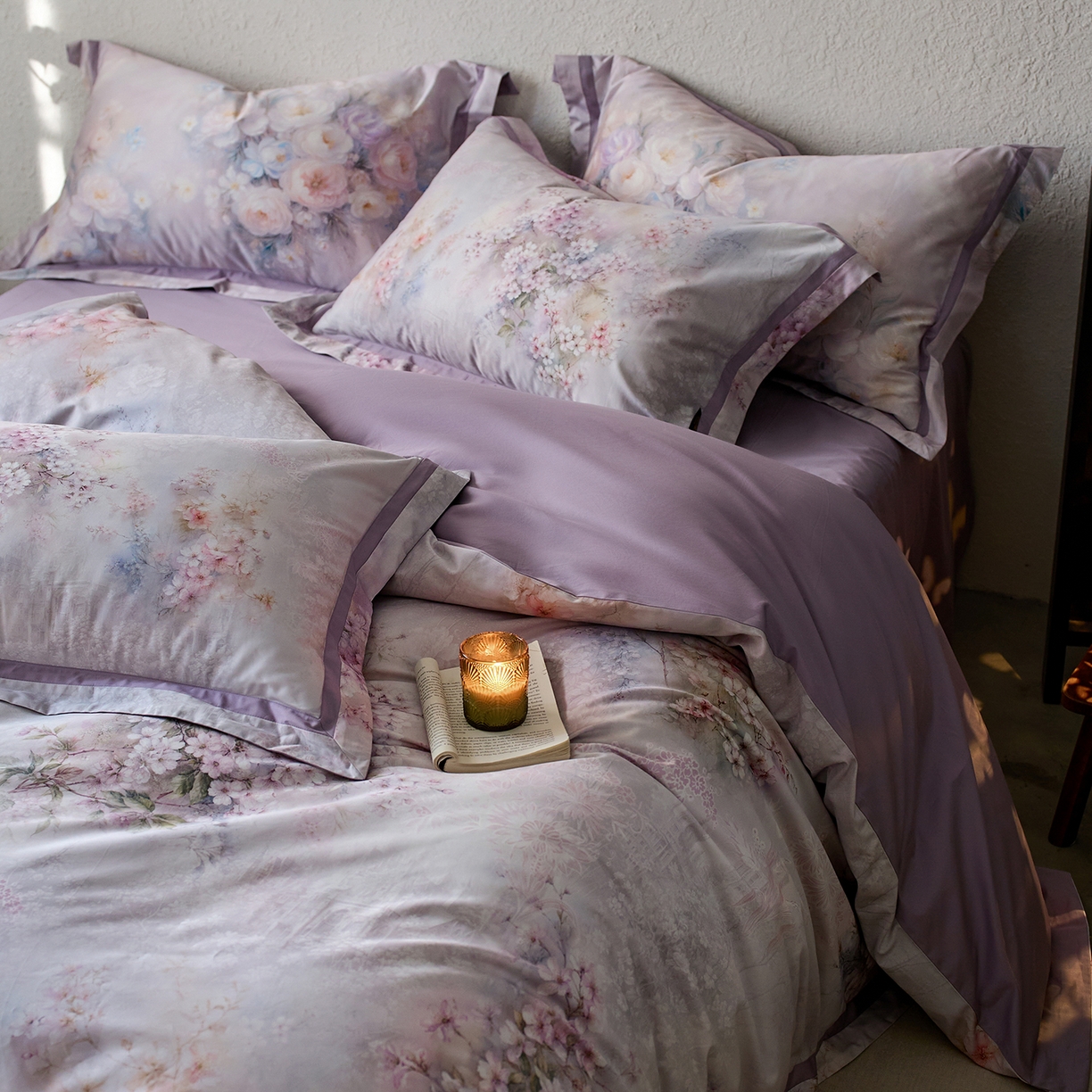 91家纺网 家纺一手货源 找家纺 轩和家居 2025新款70SA类轻奢长绒棉纯棉花四件套正品YKK拉链+精品做工 第一组 水墨花园