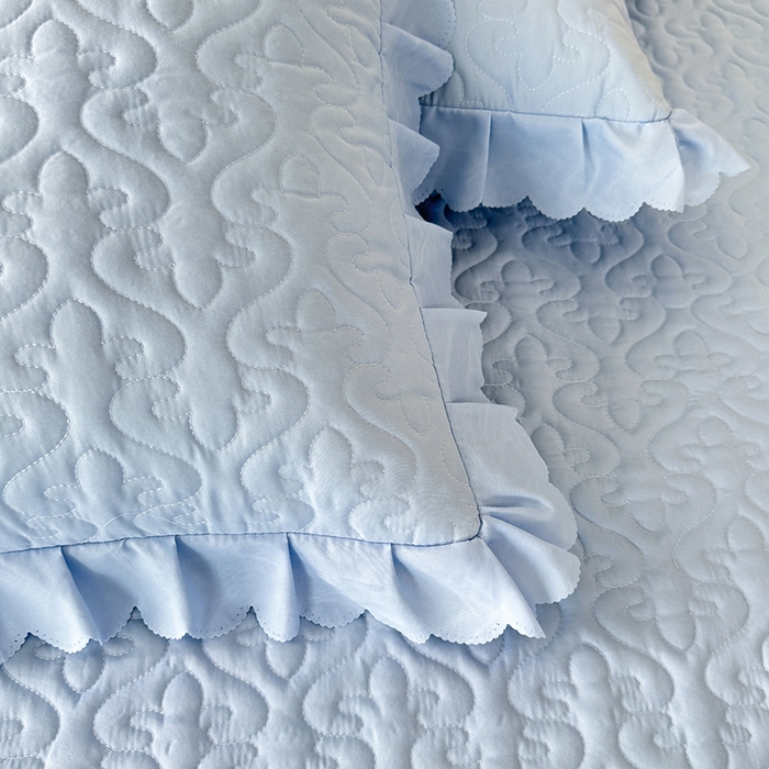 91家纺网 家纺一手货源 找家纺 后庭寝室 2025新款法式公主风亲肤床盖四件套-蝶恋系列 蝶恋-浅蓝