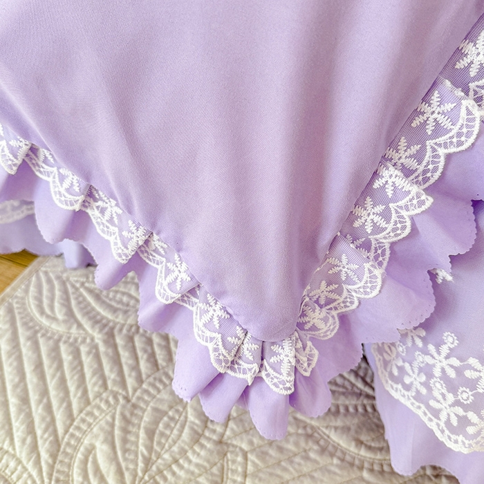 91家纺网 家纺一手货源 找家纺 后庭寝室 2025新款法式公主风亲肤床盖四件套-蝶恋系列 蝶恋-浅紫