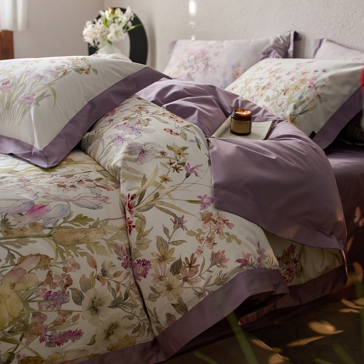 91家纺网 家纺一手货源 找家纺 轩和家居 2025新款70SA类轻奢长绒棉纯棉花四件套正品YKK拉链+精品做工 第一组 云雾晨曦