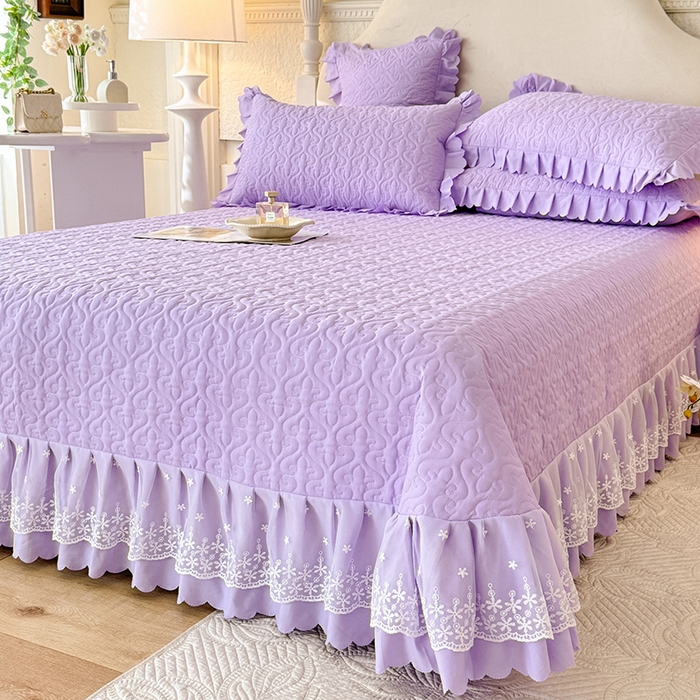 91家纺网 家纺一手货源 找家纺 后庭寝室 2025新款法式公主风亲肤床盖四件套-蝶恋系列 蝶恋-浅紫