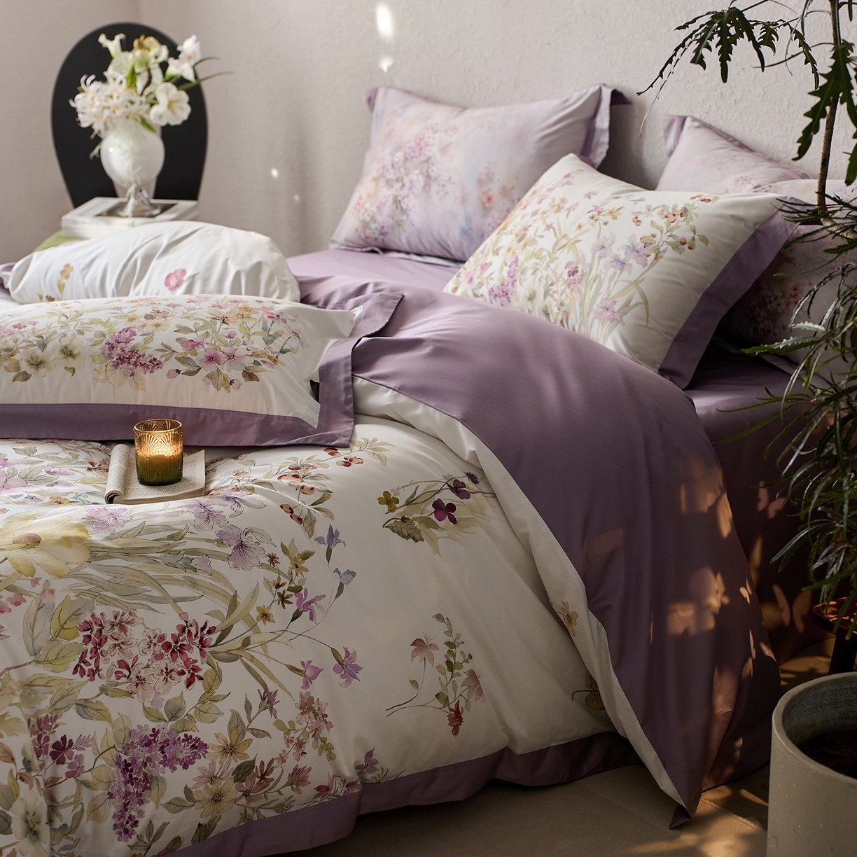 91家纺网 家纺一手货源 找家纺 轩和家居 2025新款70SA类轻奢长绒棉纯棉花四件套正品YKK拉链+精品做工 第一组 云雾晨曦