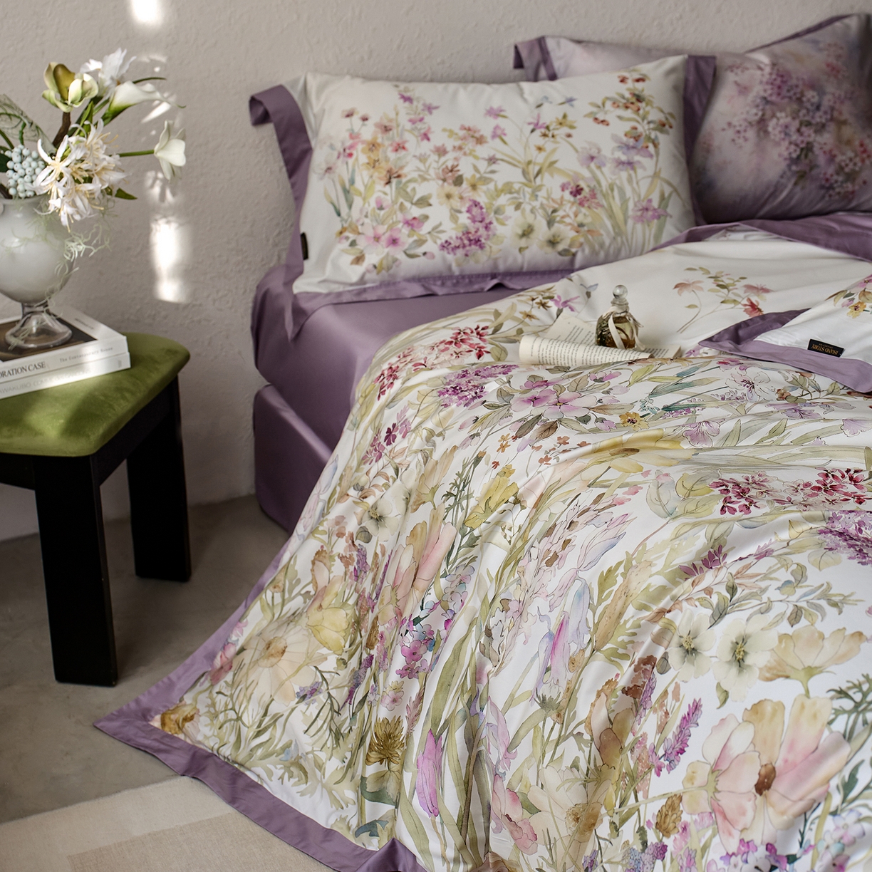 91家纺网 家纺一手货源 找家纺 轩和家居 2025新款70SA类轻奢长绒棉纯棉花四件套正品YKK拉链+精品做工 第一组 云雾晨曦