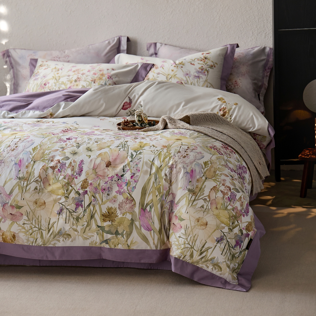 91家纺网 家纺一手货源 找家纺 轩和家居 2025新款70SA类轻奢长绒棉纯棉花四件套正品YKK拉链+精品做工 第一组 云雾晨曦