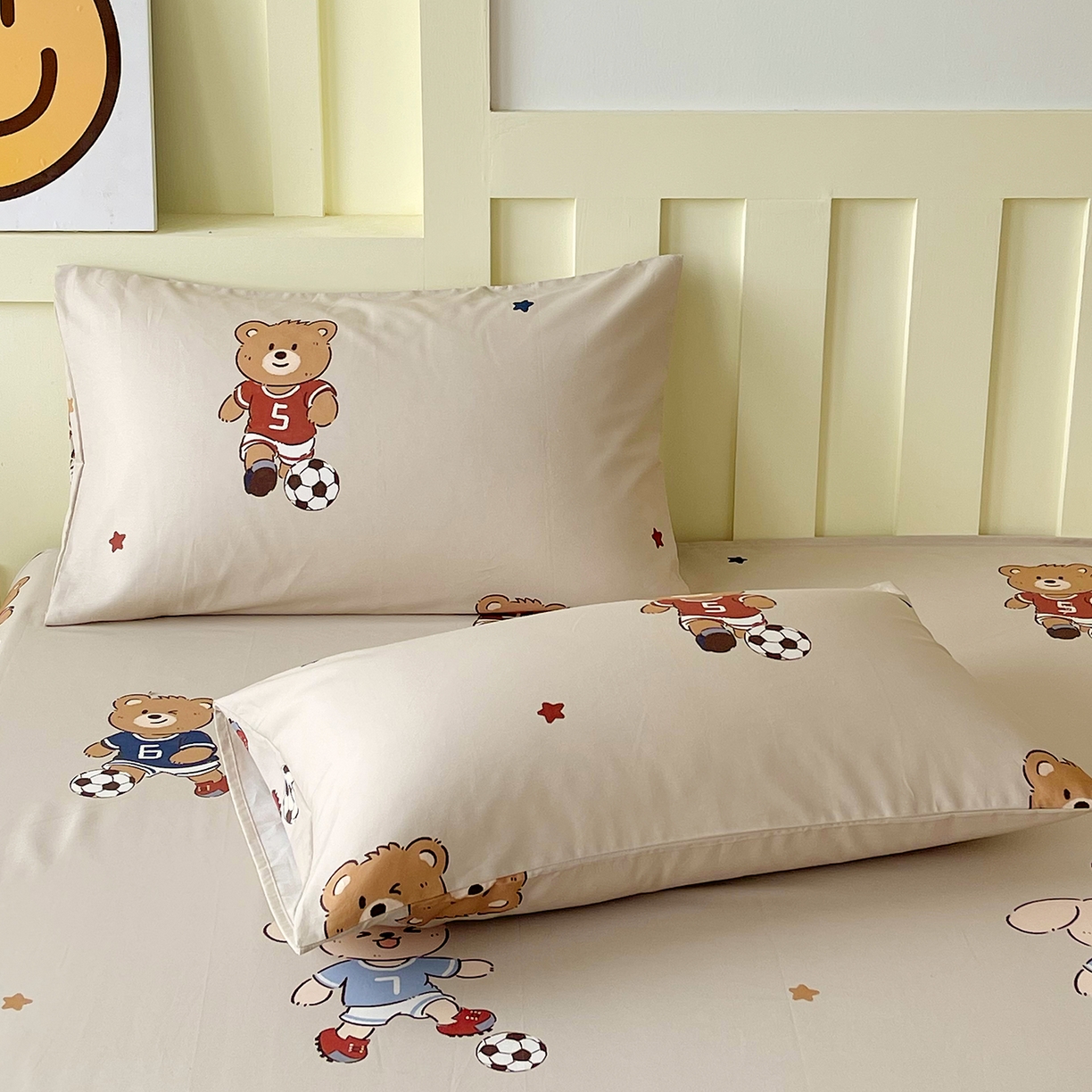 91家纺网 家纺一手货源 找家纺 金鑫汇家纺 2025新款A类全棉纯棉印花大床图四件套 友谊足球