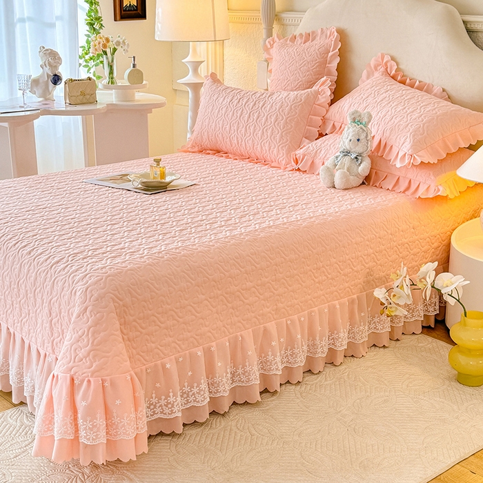 91家纺网 家纺一手货源 找家纺 （总）后庭寝室 2025新款法式公主风亲肤床盖四件套-满天星系列