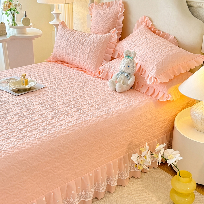 91家纺网 家纺一手货源 找家纺 （总）后庭寝室 2025新款法式公主风亲肤床盖四件套-满天星系列