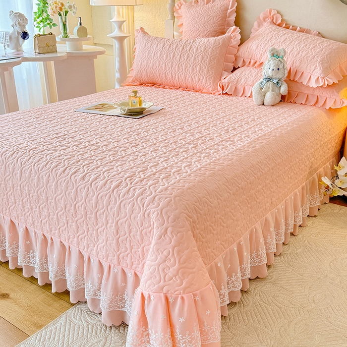 91家纺网 家纺一手货源 找家纺 （总）后庭寝室 2025新款法式公主风亲肤床盖四件套-满天星系列