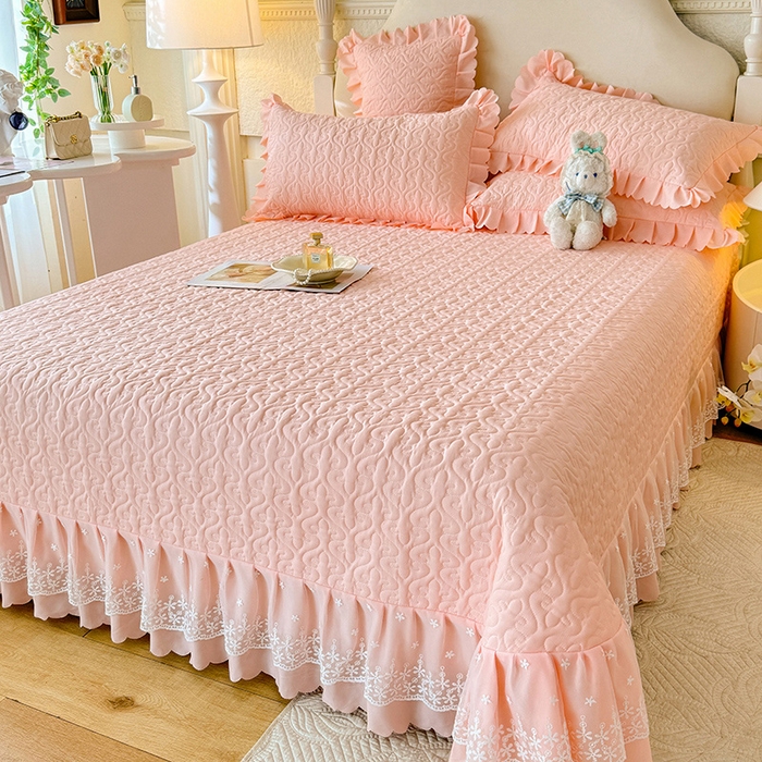 91家纺网 家纺一手货源 找家纺 （总）后庭寝室 2025新款法式公主风亲肤床盖四件套-满天星系列