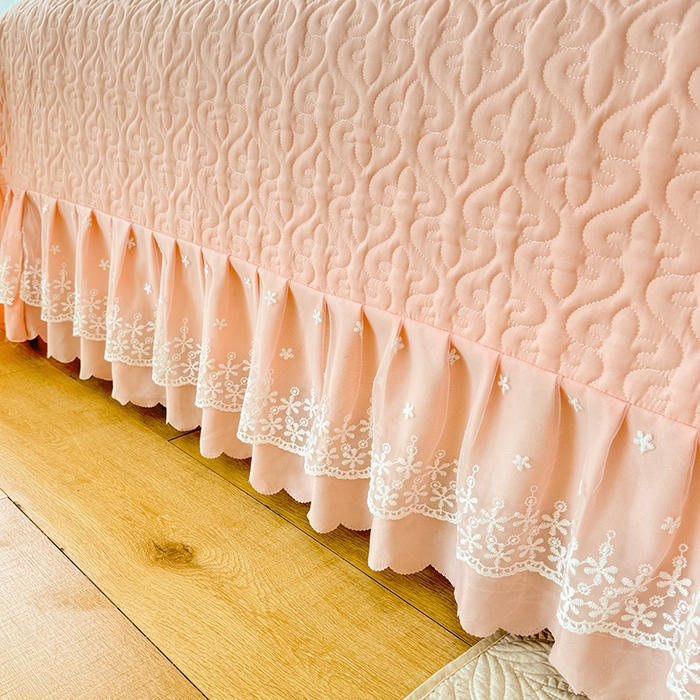 91家纺网 家纺一手货源 找家纺 （总）后庭寝室 2025新款法式公主风亲肤床盖四件套-满天星系列