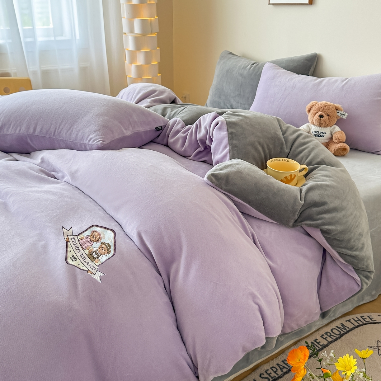 91家纺网 家纺一手货源 找家纺 （总）泰迪爱兰Teddy ISLAND 2025新款IP绣花牛奶绒刺绣套件