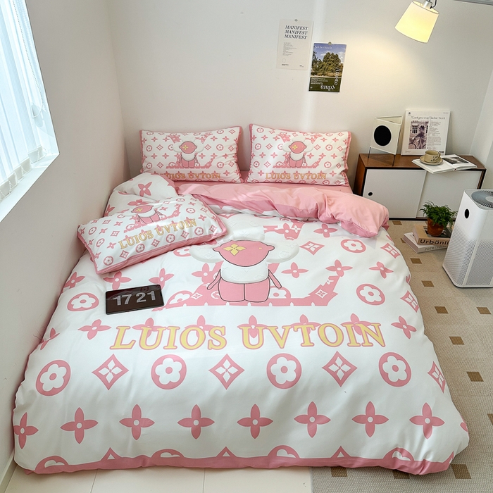 91家纺网 家纺一手货源 找家纺 摩卡（乐趣） 2025新款现代简约网红款四季棉四件套 太阳花粉