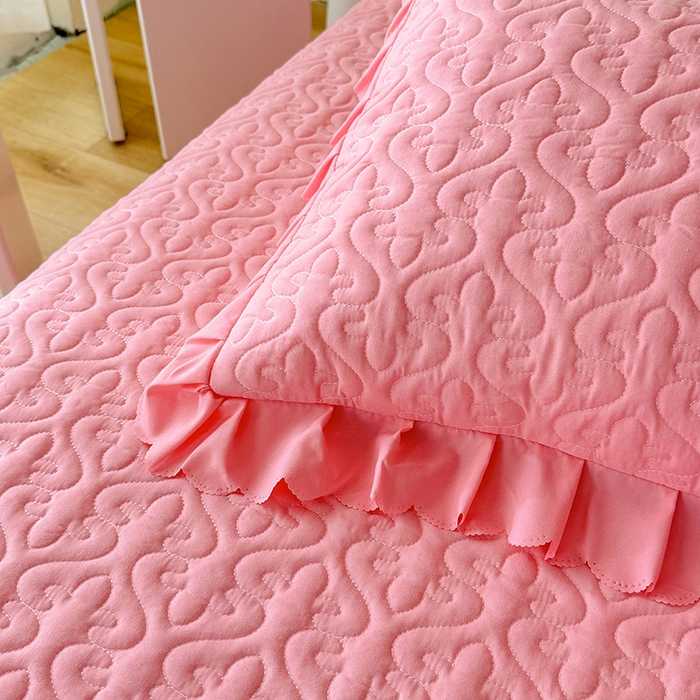 91家纺网 家纺一手货源 找家纺 后庭寝室 2025新款法式公主风亲肤床盖四件套-满天星系列 满天星-粉玉