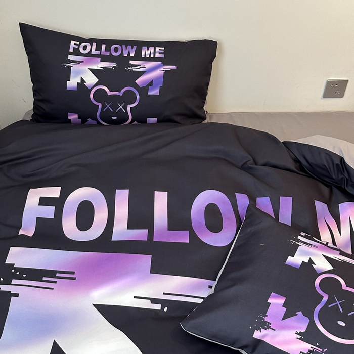 91家纺网 家纺一手货源 找家纺 摩卡（乐趣） 2025新款现代简约网红款四季棉四件套 电机熊