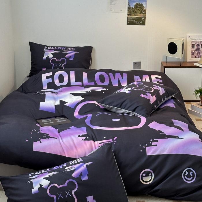 91家纺网 家纺一手货源 找家纺 摩卡（乐趣） 2025新款现代简约网红款四季棉四件套 电机熊