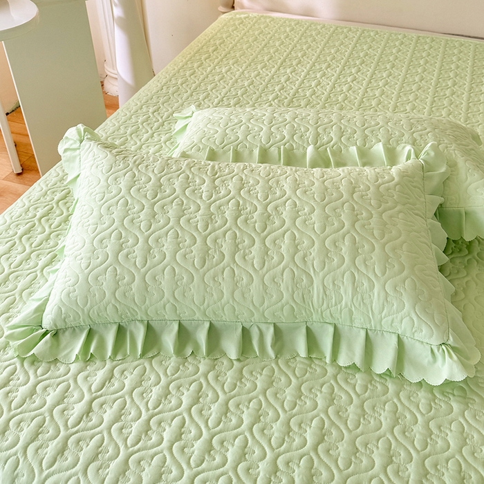 91家纺网 家纺一手货源 找家纺 后庭寝室 2025新款法式公主风亲肤床盖四件套-满天星系列 满天星-嫩绿