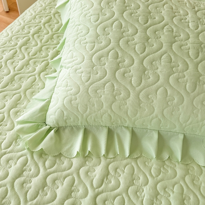 91家纺网 家纺一手货源 找家纺 后庭寝室 2025新款法式公主风亲肤床盖四件套-满天星系列 满天星-嫩绿