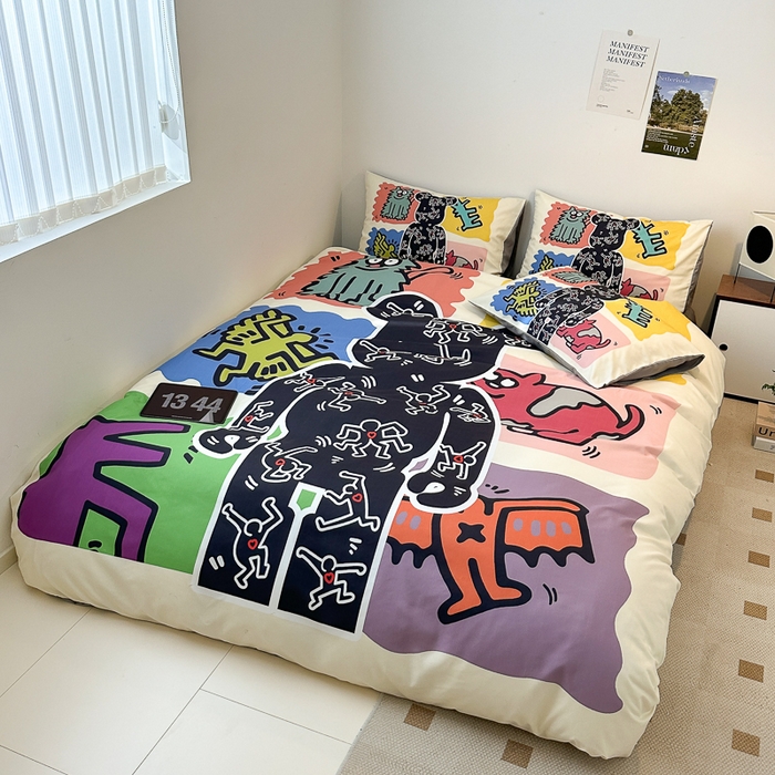 91家纺网 家纺一手货源 找家纺 摩卡（乐趣） 2025新款现代简约网红款四季棉四件套 多巴胺