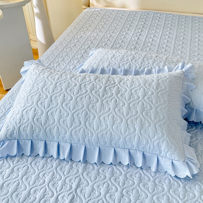 91家纺网 家纺一手货源 找家纺 后庭寝室 2025新款法式公主风亲肤床盖四件套-满天星系列 满天星-浅蓝