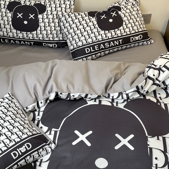 91家纺网 家纺一手货源 找家纺 摩卡（乐趣） 2025新款现代简约网红款四季棉四件套 黑白迪