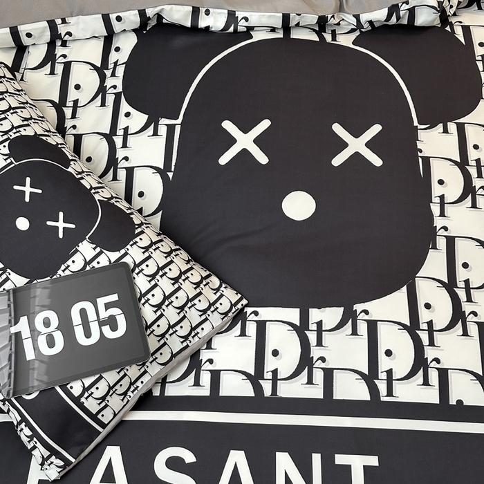 91家纺网 家纺一手货源 找家纺 摩卡（乐趣） 2025新款现代简约网红款四季棉四件套 黑白迪