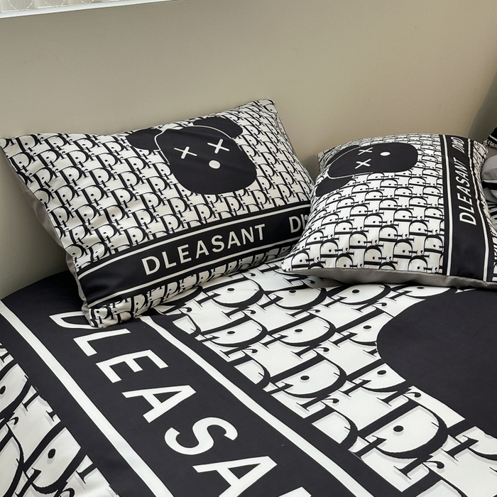 91家纺网 家纺一手货源 找家纺 摩卡（乐趣） 2025新款现代简约网红款四季棉四件套 黑白迪