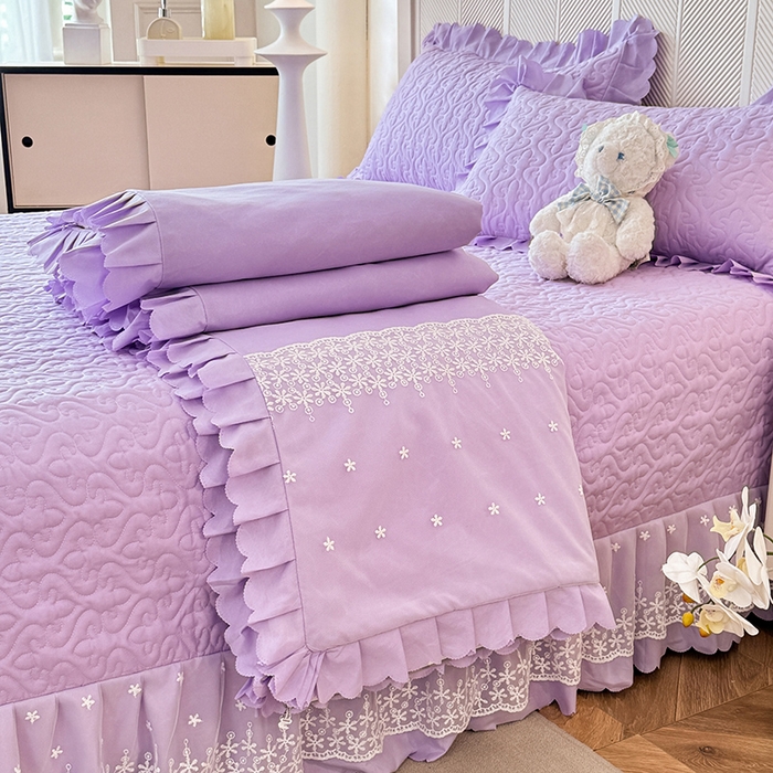 后庭寝室 2025新款法式公主风亲肤床盖四件套-满天星系列 满天星-浅紫