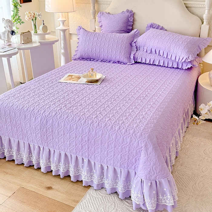 91家纺网 家纺一手货源 找家纺 后庭寝室 2025新款法式公主风亲肤床盖四件套-满天星系列 满天星-浅紫