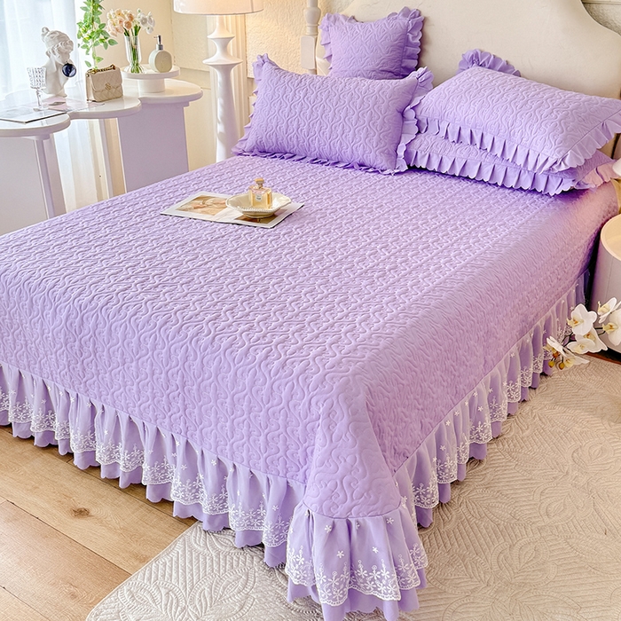 91家纺网 家纺一手货源 找家纺 后庭寝室 2025新款法式公主风亲肤床盖四件套-满天星系列 满天星-浅紫