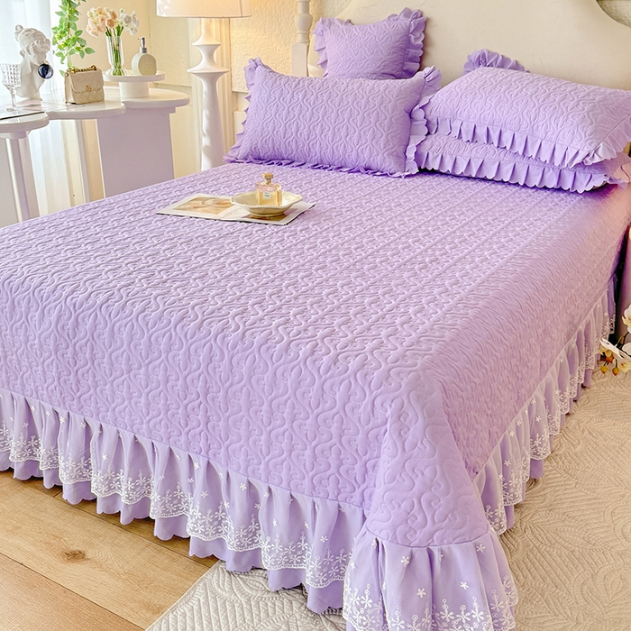 91家纺网 家纺一手货源 找家纺 后庭寝室 2025新款法式公主风亲肤床盖四件套-满天星系列 满天星-浅紫