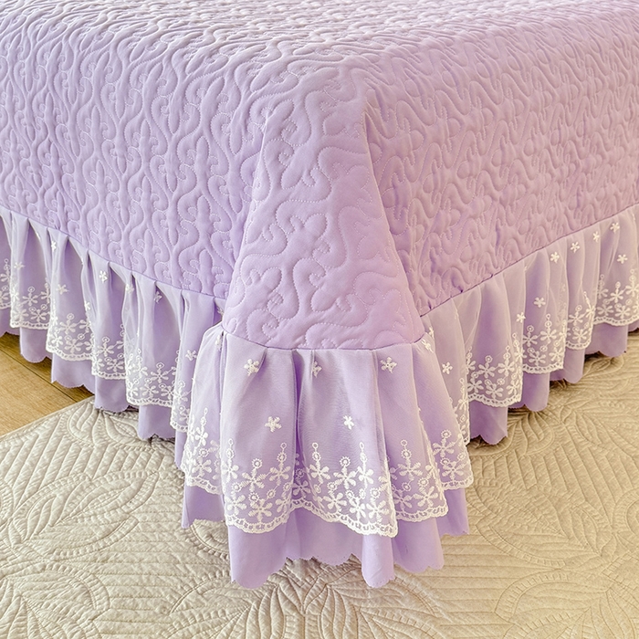 91家纺网 家纺一手货源 找家纺 后庭寝室 2025新款法式公主风亲肤床盖四件套-满天星系列 满天星-浅紫