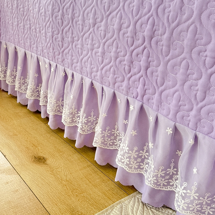 91家纺网 家纺一手货源 找家纺 后庭寝室 2025新款法式公主风亲肤床盖四件套-满天星系列 满天星-浅紫