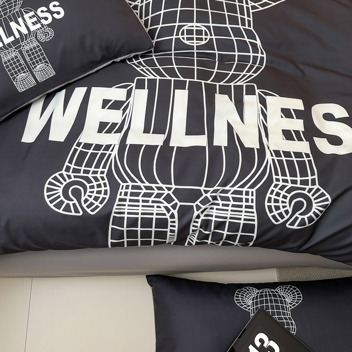 91家纺网 家纺一手货源 找家纺 摩卡（乐趣） 2025新款现代简约网红款四季棉四件套 机器熊