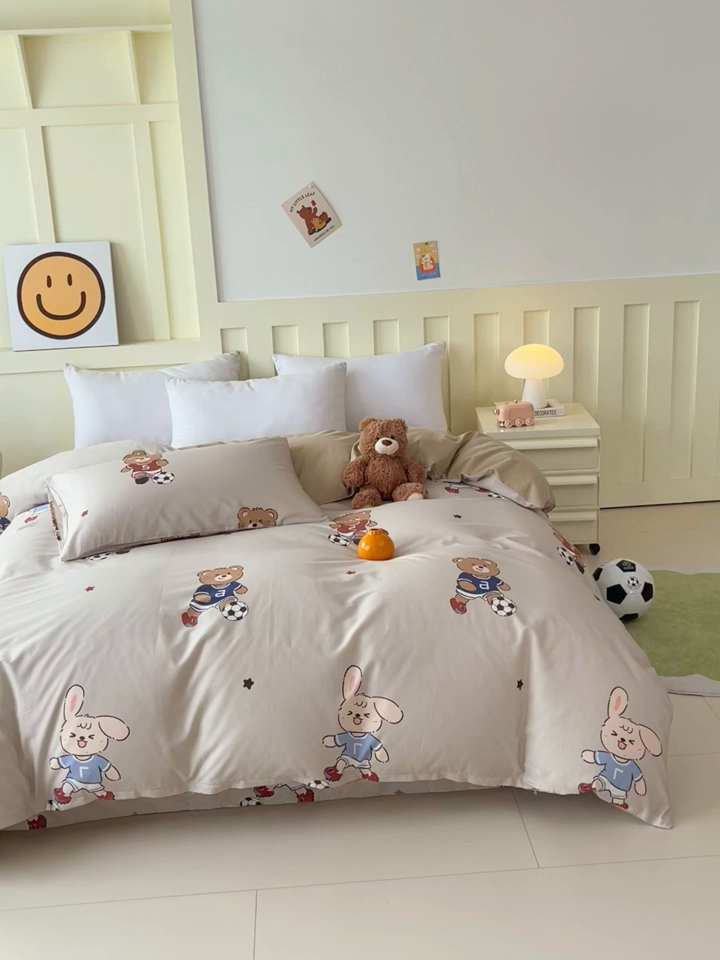 91家纺网 家纺一手货源 找家纺 金鑫汇家纺 2025新款A类全棉纯棉印花大床图单被套 被套单件 友谊足球