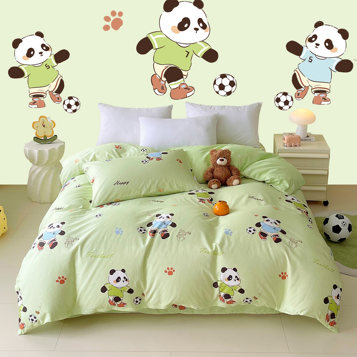 91家纺网 家纺一手货源 找家纺 金鑫汇家纺 2025新款A类全棉纯棉印花大床图单被套 被套单件 足球争霸赛·绿