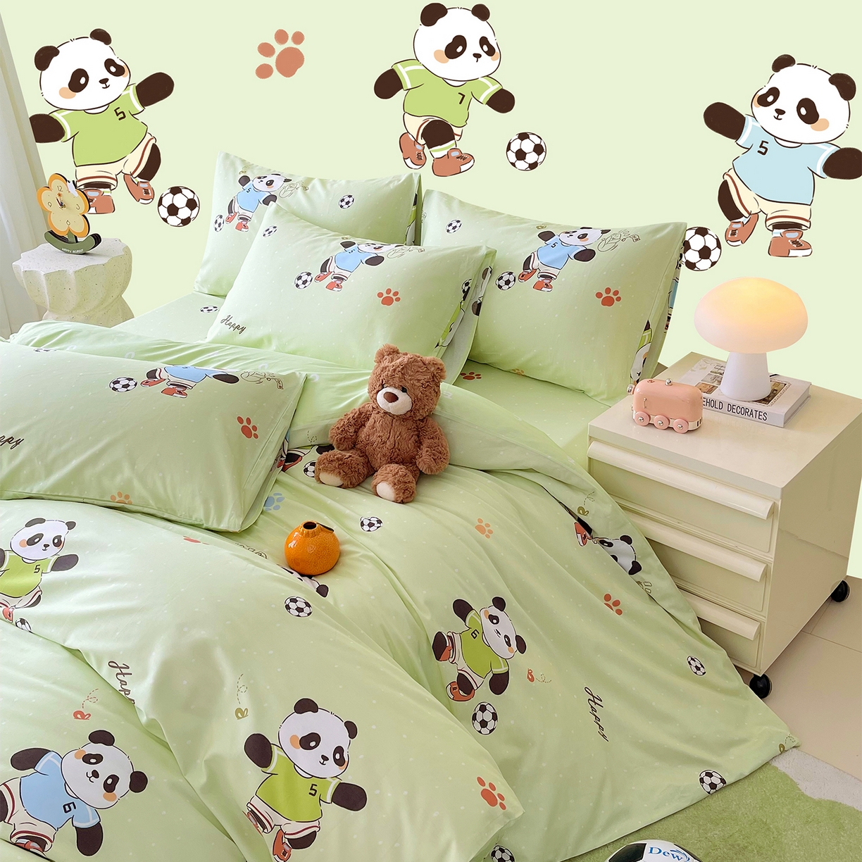 91家纺网 家纺一手货源 找家纺 金鑫汇家纺 2025新款A类全棉纯棉印花大床图单被套 被套单件 足球争霸赛·绿