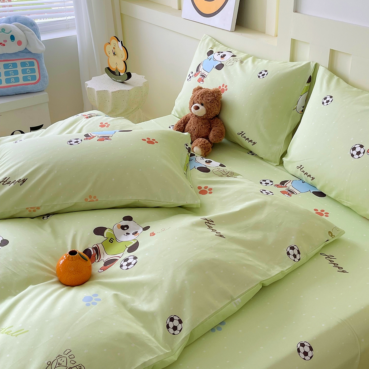 91家纺网 家纺一手货源 找家纺 金鑫汇家纺 2025新款A类全棉纯棉印花大床图单被套 被套单件 足球争霸赛·绿