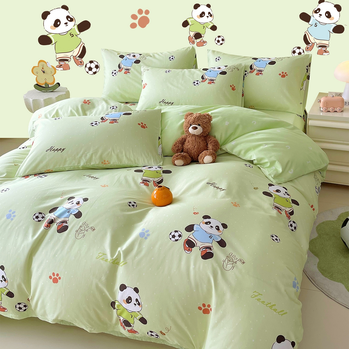 91家纺网 家纺一手货源 找家纺 金鑫汇家纺 2025新款A类全棉纯棉印花大床图单被套 被套单件 足球争霸赛·绿