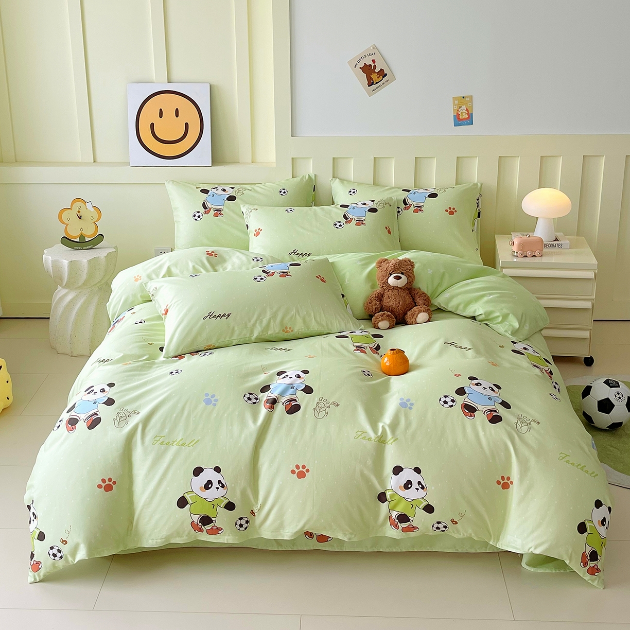 91家纺网 家纺一手货源 找家纺 金鑫汇家纺 2025新款A类全棉纯棉印花大床图单被套 被套单件 足球争霸赛·绿