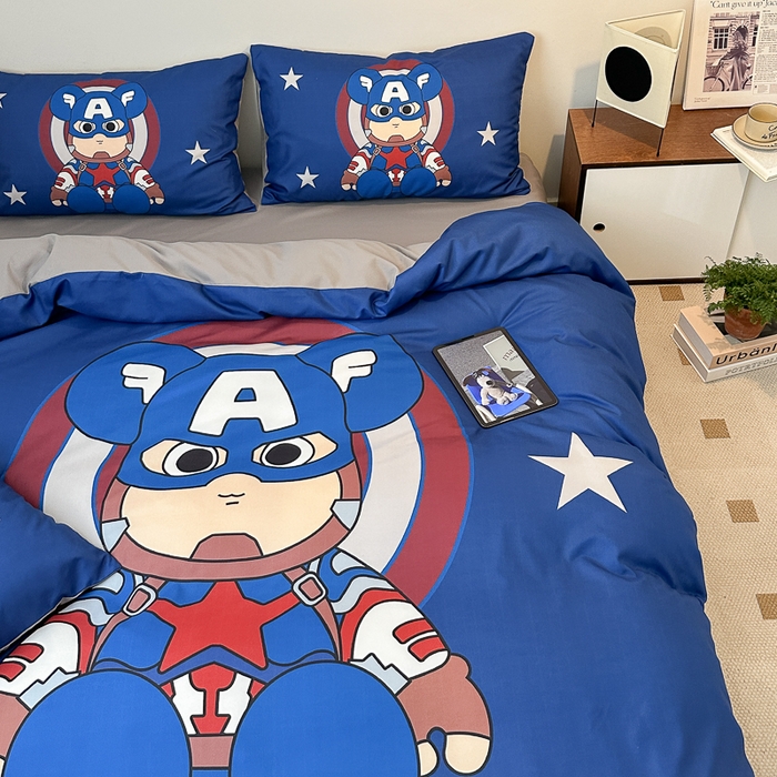 91家纺网 家纺一手货源 找家纺 摩卡（乐趣） 2025新款现代简约网红款四季棉四件套 萌熊队长