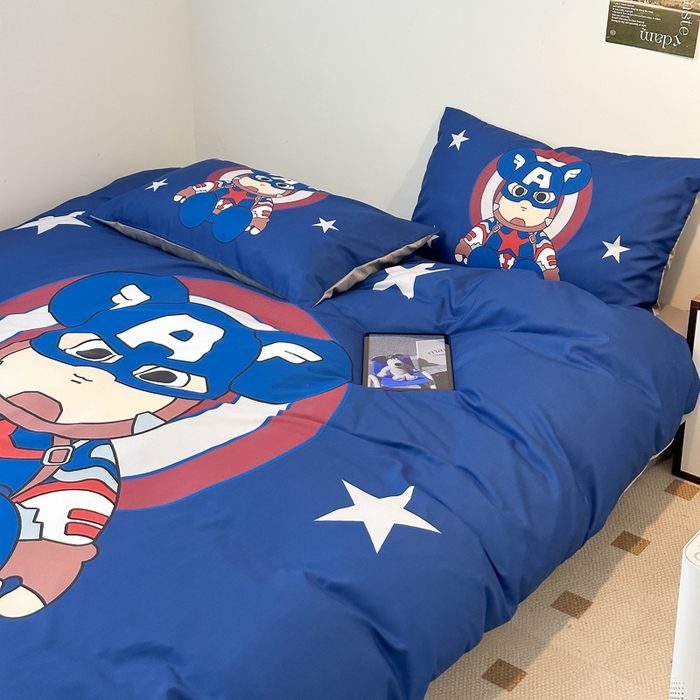 91家纺网 家纺一手货源 找家纺 摩卡（乐趣） 2025新款现代简约网红款四季棉四件套 萌熊队长