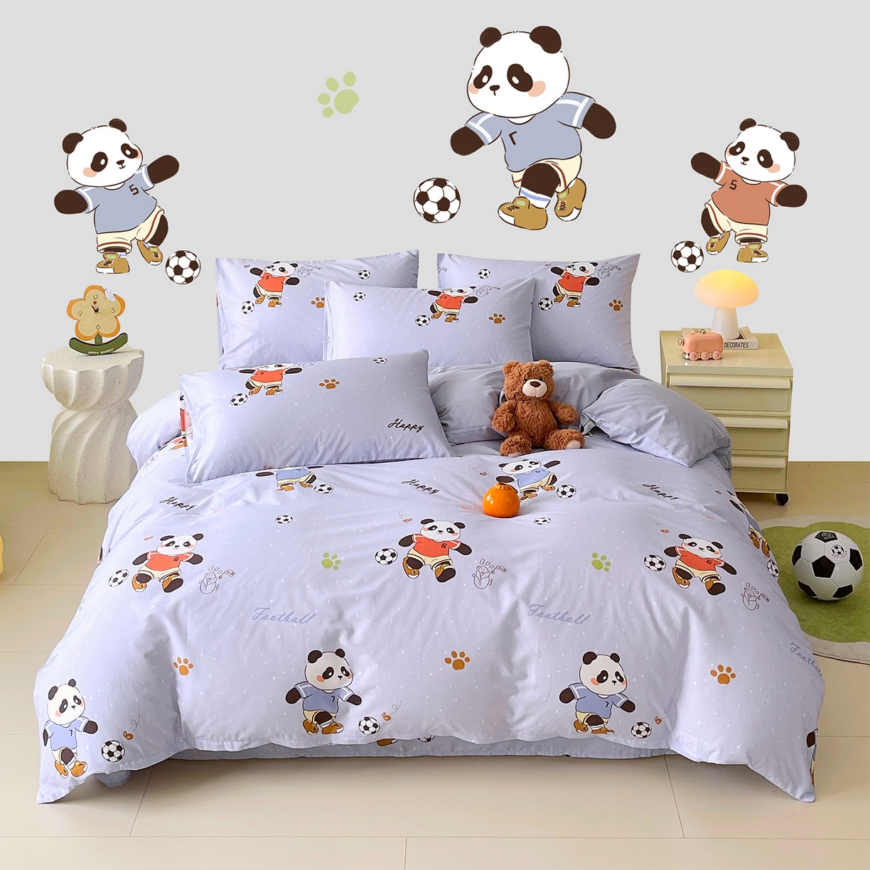 91家纺网 家纺一手货源 找家纺 金鑫汇家纺 2025新款A类全棉纯棉印花大床图单被套 被套单件 足球争霸赛-灰