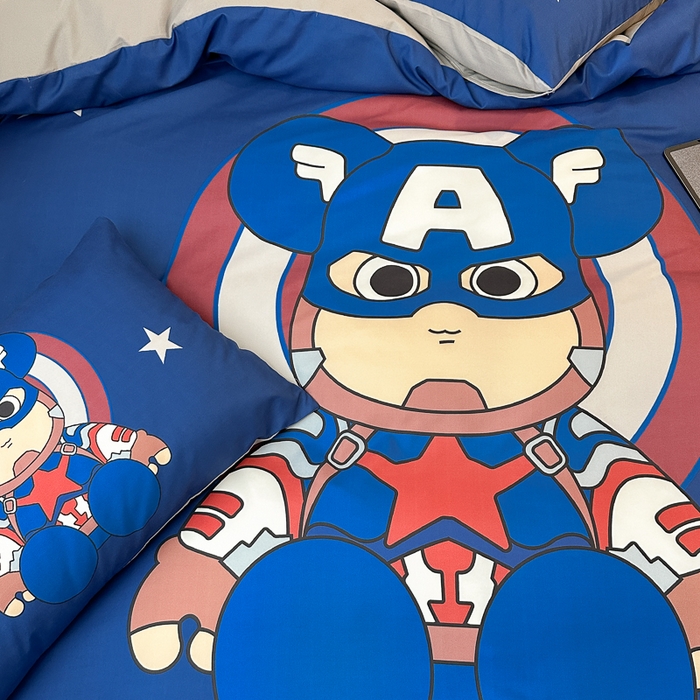 91家纺网 家纺一手货源 找家纺 摩卡（乐趣） 2025新款现代简约网红款四季棉四件套 萌熊队长