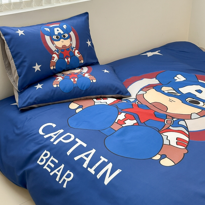 91家纺网 家纺一手货源 找家纺 摩卡（乐趣） 2025新款现代简约网红款四季棉四件套 萌熊队长