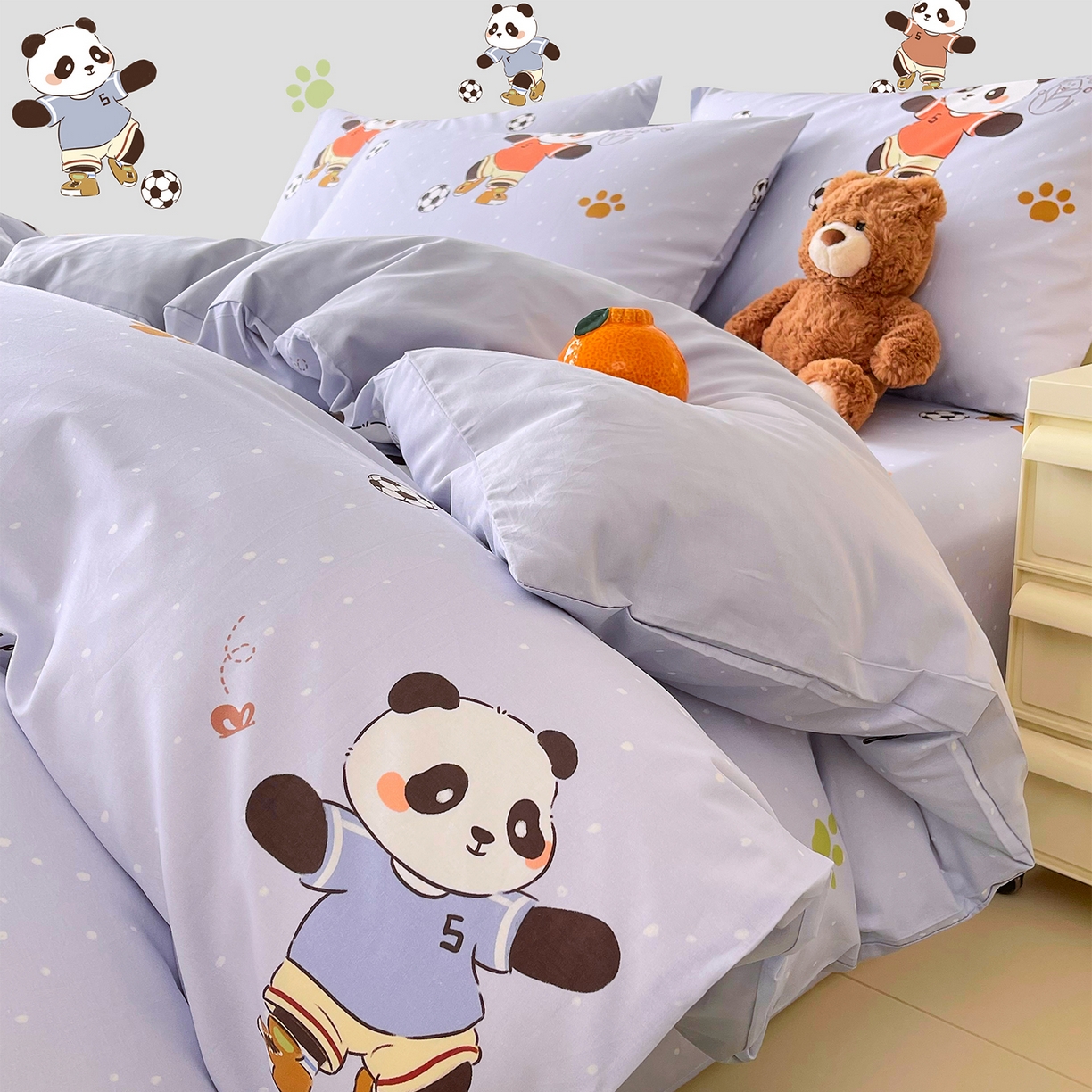 91家纺网 家纺一手货源 找家纺 金鑫汇家纺 2025新款A类全棉纯棉印花大床图单被套 被套单件 足球争霸赛-灰