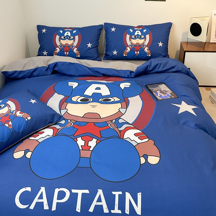 91家纺网 家纺一手货源 找家纺 摩卡（乐趣） 2025新款现代简约网红款四季棉四件套 萌熊队长