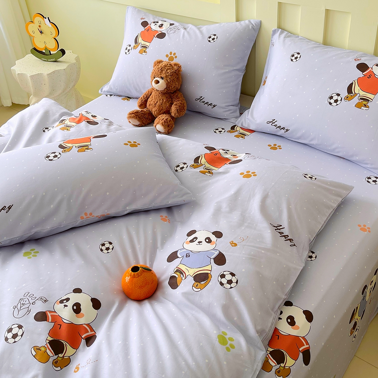 91家纺网 家纺一手货源 找家纺 金鑫汇家纺 2025新款A类全棉纯棉印花大床图单被套 被套单件 足球争霸赛-灰